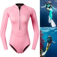 [Warrior2] Women Diver Diving Suit 2mm Neoprene Diving Equipment Pink Long Sleeve Modest Swimsuit Wo