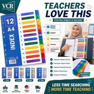 VCR A4 PP Index Divider 11 Holes File Separator Binder Divider Document Organizer School Office Fili