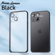 Manis Lemon ฝ้าการชุบด้วยไฟฟ้า Case for iPhone 14 13 12 11 Pro Max Plus เคส แก้วการป้องกันเลนส์ โปร่งใส กันกระแทก เคสสำหรับไอโฟน