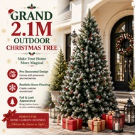 2.1M / 6.9FT Snow Flocked Christmas Tree Pre-Decorated Pinecones