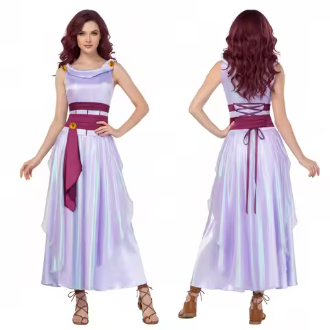 Megara Meg Princess Cosplay Costume Cartoon TV Purple Fancy Dress Women's Halloween Carnival Party R