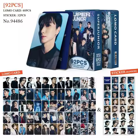 92Pcs/Set Kpop Idol SUPER JUNIOR New Series Lomo Cards LeeTeuk HeeChul HD Printd Photocards Stickers
