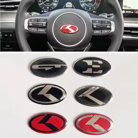 3D Aluminium Car Steering Wheel Center Emblem Badge Sticker Decal For KIA K2 K3 K5 KX5 GT Forte Rio 