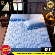 Cadar Topper Anti Kedut Crown Exclusive Size Queen Plain Colour Sarung Bantal Beropol ( Getah Keliling )Queen 3 in 1