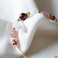 烈愛。石榴石 草莓晶 紫烏牙 14K包金 水晶/天然石 手鍊手鐲