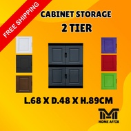 2 Tier Storage Cabinet/ Plastic Cabinet/ kitchen cabinet/Almari Baju/Almari Serbaguna 3 Tier Kiwi