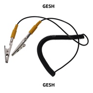 GESH Anti-Static ESD Grounding Cable, Black 2mm Coiled Cord, PU,Metal 180cm / 71" Male-to-Female wit