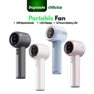 Dependz GF02 Compact Rechargeable Fan with Adjustable 199 Speeds, 4000-6000mAh Battery, and Whisper-