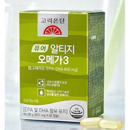 Korean Health Food Korea Eundan Omega 3 Pure rTG Omega 3 60 Capsules [EPA+DHA 600 mg]