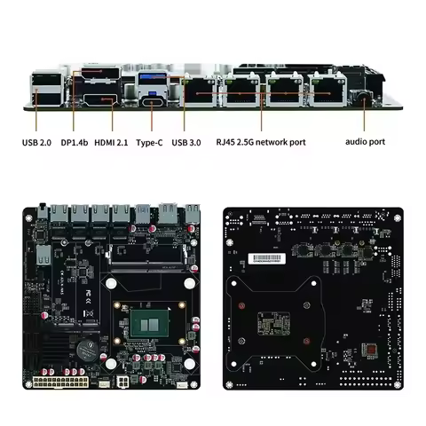 6-Bay N100 N150 i3-N305 N355 NAS Motherboard Intel 4x i226-V 2.5G LANs 2*NVMe 6*SATA3.0 DDR5 Mini IT