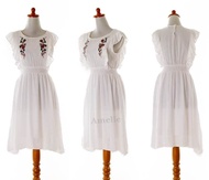 CANTIK Baju Mini Dress Casual Wanita Korea Import AB634506 White Putih