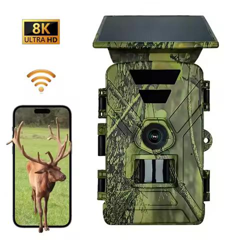 PR903W Wifi Solar Panel Integrated Wireless Hunting Camera Main PIR 8K 60MP Long Night Vision 2.0" D