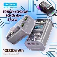 Moxom Transparent 10,000mAh PD20W QC SC22.5W Fast Charging Powerbank PB80 LCD Display Portable Charg