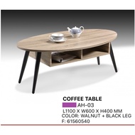 LX- AH 03,  L1100 X W 600  Modern Coffee Table, Walnut  COLOR With Black Legs, IMPORTED, Ready Stock
