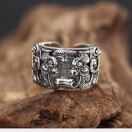 Cincin Premium Lebar Perak Sterling S925 / Mythical Beast Gluttony Ring Import Fengshui Pixiu - Akse