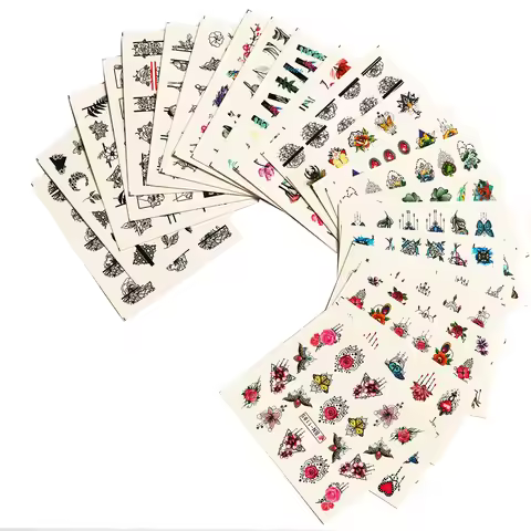 24pcs Nail Stickers Water Transfer Adhesive Decals Jewel Flower Full Stickers Watermark Nail Art Dec