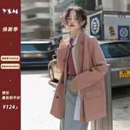 翊尚美休闲小西装外套女春秋薄款设计感小西服百搭韩版小个子女装外套 粉色 L【推荐110-120斤】