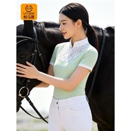 Yuemahui Women's Equestrian Lace Competition Top - Short Sleeve