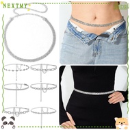NEXTMY Rhinestone Waist Chain Belt, Silver ​Diamond-Like Sparkle​ ​Sparkly Crystal Belt​, Glamorous 
