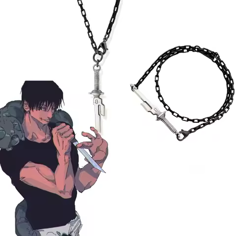Anime Jujutsu Kaisen Fushiguro Toji Sword Necklace Spear of Tianri Knife Pendant Cosplay Necklaces F