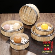 GIOVANNI Steamer Basket Woven Bamboo Chinese Bao Buns Steam Basket Dim Sum Gift Idea Food Steamer