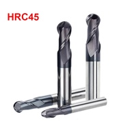 Hrc45 Tungsten Carbide Steel Ball Nose End Mill 10-20mm 2 Flutes Cnc