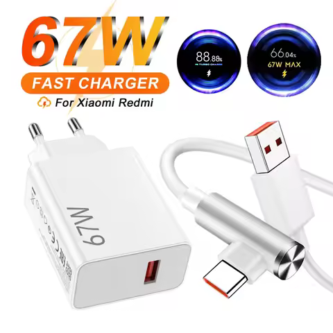 67W Fast Wall Charger 6A Type C USB Cable for Xiaomi 11 12 Lite 13T 14 Ultra Redmi Note 11T 12T 13 P