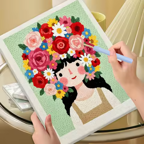 Punch Needle Embroidery Home Decoration Diy Kits Flowers Girl Punch Needle Starter Kit Kits Needlewo