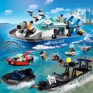 Police Series Patrol Boat 60277 Assembly Toy Educational Lego Ship Shark Building Blocks Plastic Mod