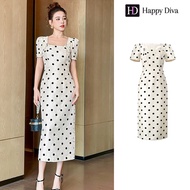 Happy Diva เดรสของผู้หญิง เดรสสีแอพริคอต เดรสแขนพอง เดรสแขนสั้น 15481