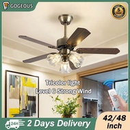 42/48 Inch Ceiling Fan Wooden Blade kipas Lampu Siling DC Motor Strong Wind Ceiling Fan With Light