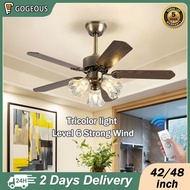 42/48 Inch Ceiling Fan Wooden Blade kipas Lampu Siling DC Motor Strong Wind Ceiling Fan With Light
