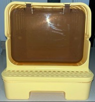 二手 新淨 黃/綠/灰 貓砂盤貓砂盆 全封閉式 耐用防外濺 防臭貓廁所 特大號 寵物用品 (48* 40* 40cm)