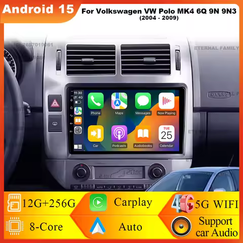 Android 15 For Volkswagen VW Polo MK4 6Q 9N 9N3 2004 - 2009 Car Multimedia Player Radio Navigation G