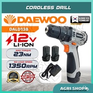 Agrishop DAEWOO DALD138 Cordless Drill 2-Speed 12V c/w 2 Battery Li-Ion 1.5Ah 1 Charger 23 N.m