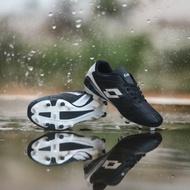 Premium black lotto football boots with outsoles are sewn all around