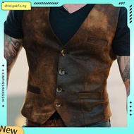 Autumn Men's V-neck Brushed Leopard Vest Rock Heavy Metal Wild Vest
