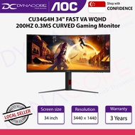 AOC CU34G4H 34" FAST VA WQHD 200HZ 0.3MS CURVED Gaming Monitor - 1500R, Adaptive Sync, HDR10