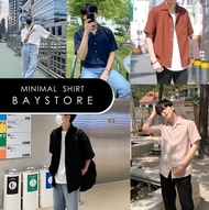 เสื้อเชิ้ตสีพื้น มินิมอลสไตล์เกาหลี เสื้อเชิ้ตใส่ทำงาน Freesize Baystore พร้อมส่ง เสื้อเชิ้ตแขนสั้นส