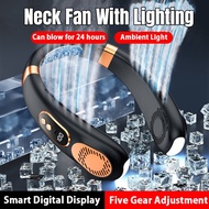 【SG Stock】NEW Mini Hanging Neck Fan Digital Display Air Cooler Bladeless Neck Fan Rechargeable Porta
