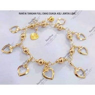 FULL GOLD HANDMADE CHAIN 14K LOVE DANGLE