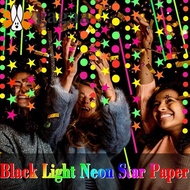 GAGAA Neon Fluorescent Garland, 2m Fluorescent Paper Round Pentagram Fluorescent Banner, Latte Art R