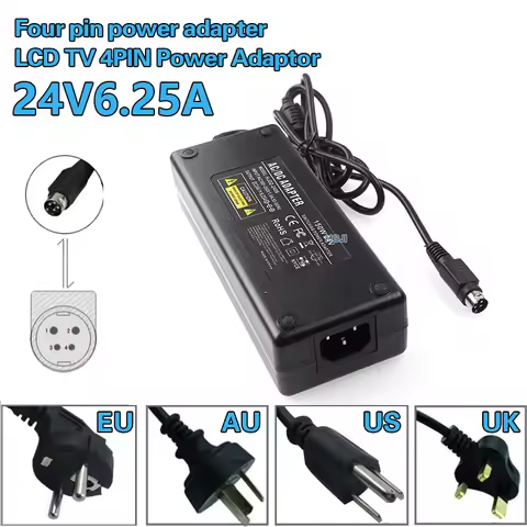 24V 6.25A 4Pin AC DC Adapter For LCD TV Monitor Switching Power Supply Adapter Converter DC24V 6A 4p