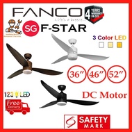 🌞FANCO F-STAR DC Motor Ceiling Fan with 3 Tone LED Light Kit and Remote Control