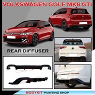 VOLKSWAGEN GOLF MK8 GTI MAXTON STYLE DOUBLE EXHAUST REAR BUMPER DIFFUSER LIP WITH PIANO BLACK -ABS B