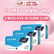 COMBO 3 BACKS OF POSY TOILET PAPER WITH CORE/NO CORE - 1.6kg/BACK - 3 LAYERS SOFT, GOOD DISSOLVING, 