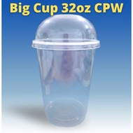 50 Pcs BOBA Cup 32oz PP with Dome Lid Lubang Straw E32 / Cup Cawan Besar Boba 32oz Plastic Drinking 