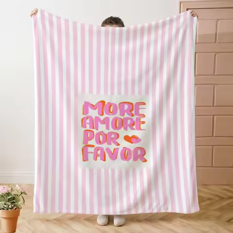 More Amore Por Favor Phrase Fleece Blanket For Romantic Bedroom Decor Lightweight Plush Throw Blanke