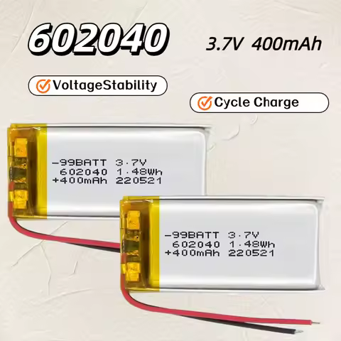 602040 3.7V 400mAh Lithium Polymer LiPo Rechargeable Battery For Bluetooth Headset Beauty Instrument