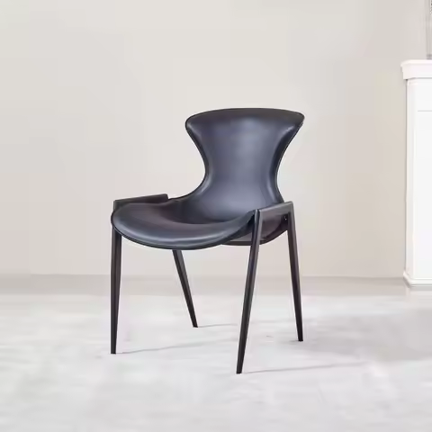 Italian Minimalist Saddle Leather Dining Chair Home Backrest Chair Hotel Restaurant Leather Chair No